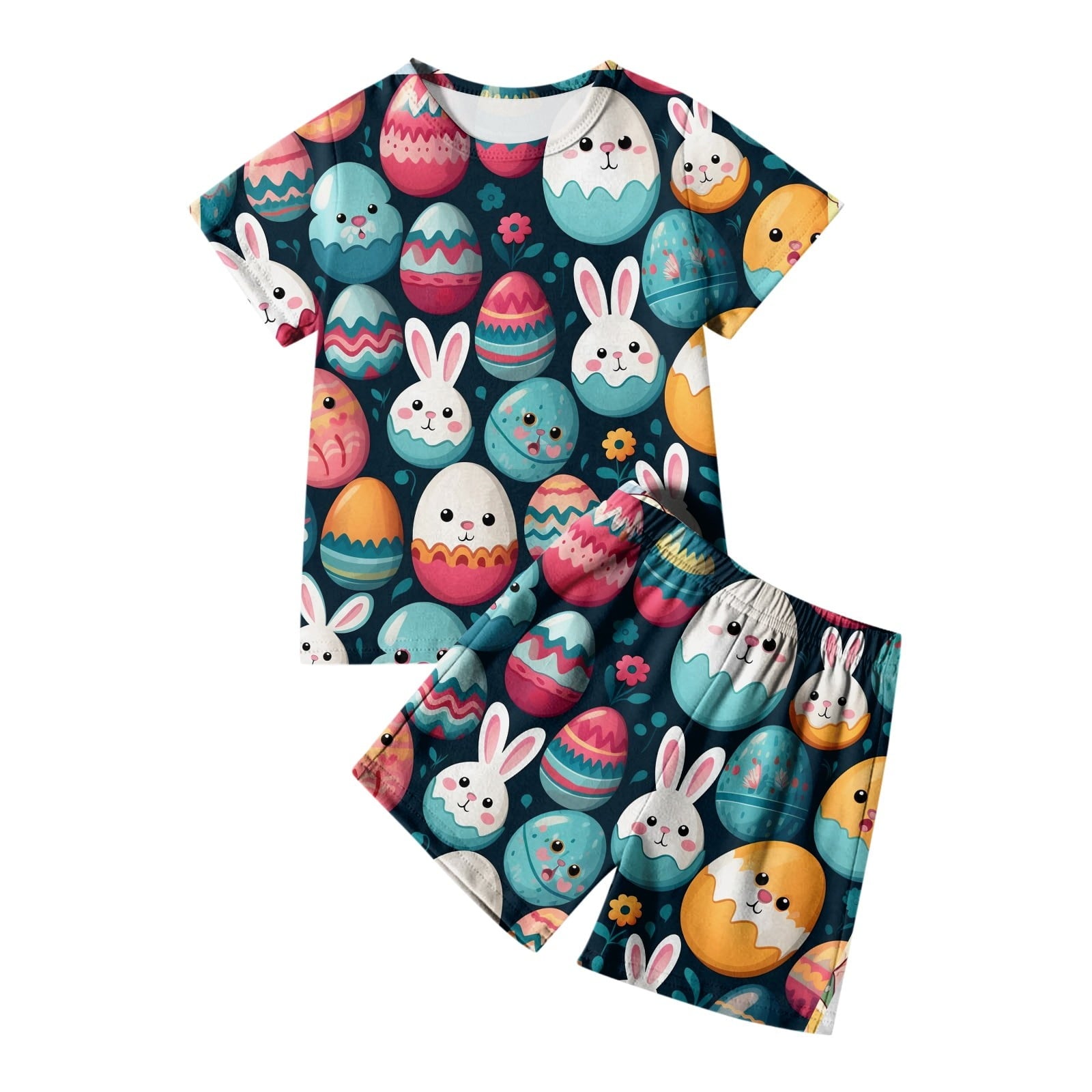 Toddler Baby Boy Summer Outfit two Pieces Easter Graphic Short Sleeve Top Cute Clothes for Kids Boys Girls 3-4 Years