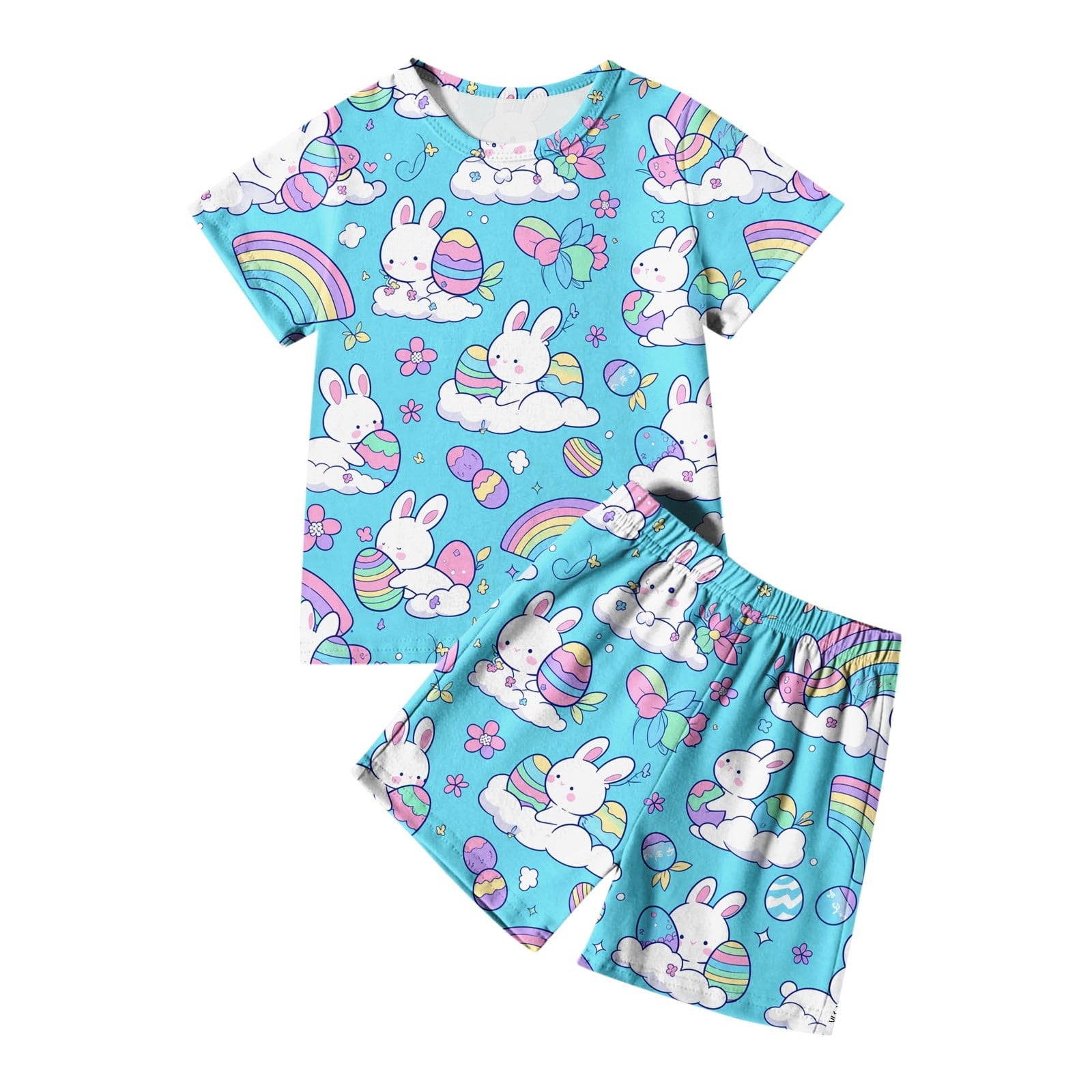 Toddler Baby Boy Summer Outfit two Pieces Easter Graphic Short Sleeve Top Cute Clothes for Kids Boys Girls 3-4 Years