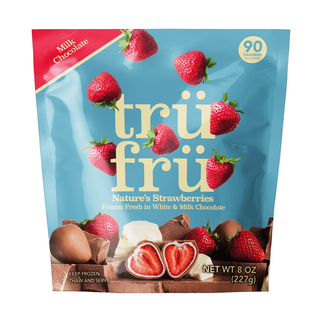 Tru Fru Frozen Strawberries in Milk & White Chocolate, 8oz
