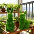 Tyidzon Easter Bunny Figurines, Resin Moss Rabbit Statues Easter Decorations, Flocked Bunny Easter Ornaments for Home Spring Tabletop Outdoor, 4.3"