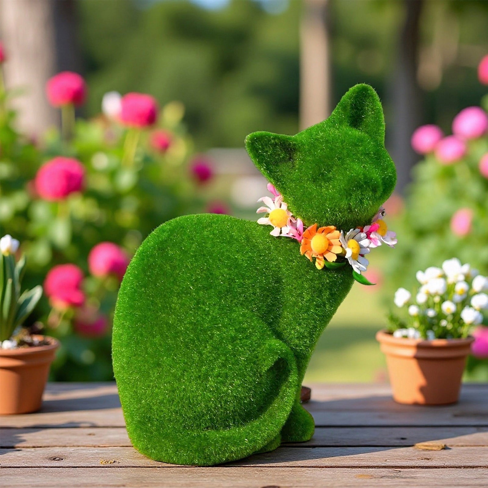 Tyidzon Easter Bunny Figurines, Resin Moss Rabbit Statues Easter Decorations, Flocked Bunny Easter Ornaments for Home Spring Tabletop Outdoor, 4.3"