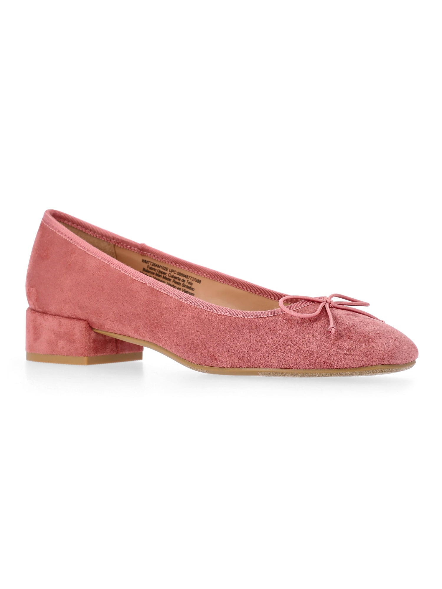 Time and Tru Women's String Bow Block Heel Ballet Shoes, Wide Width Available