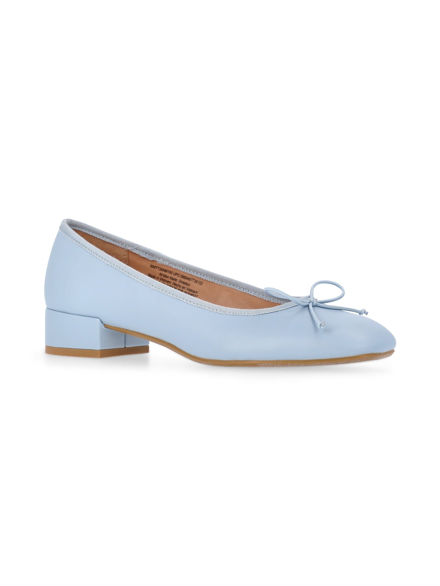 Time and Tru Women's String Bow Block Heel Ballet Shoes, Wide Width Available