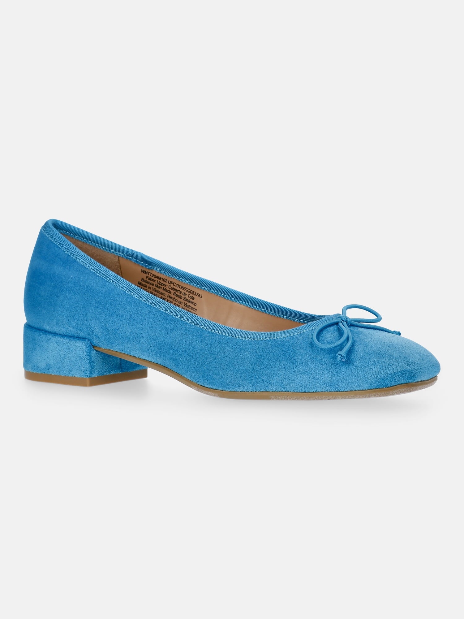 Time and Tru Women's String Bow Block Heel Ballet Shoes, Wide Width Available