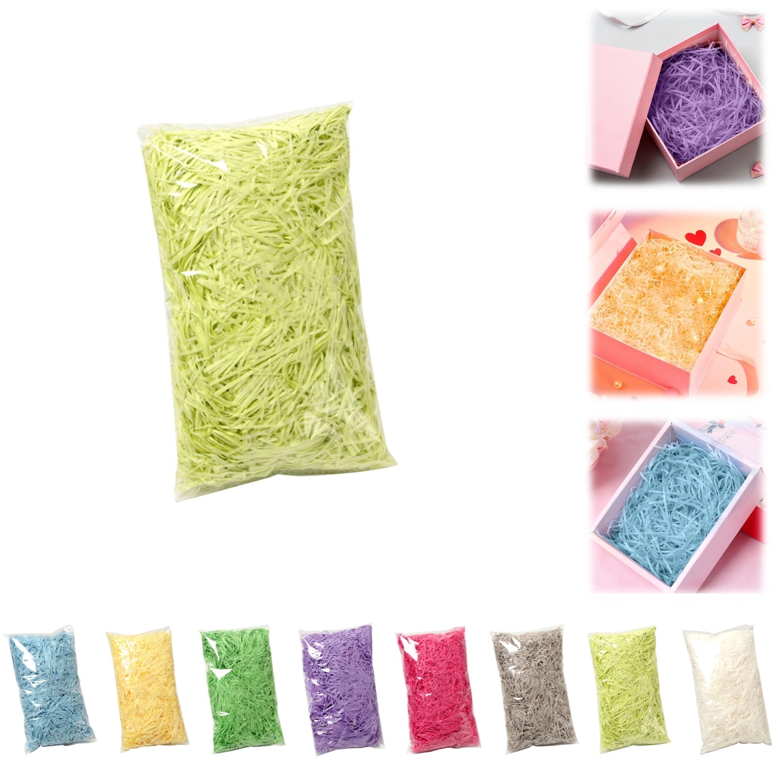 Wavy Shredded Paper Filler, Gift Box Shredded Paper Stuffing, Easter Grass Paper, Suitable For Gift Wrapping And Basket Filling. (Fluorescence Yellow)