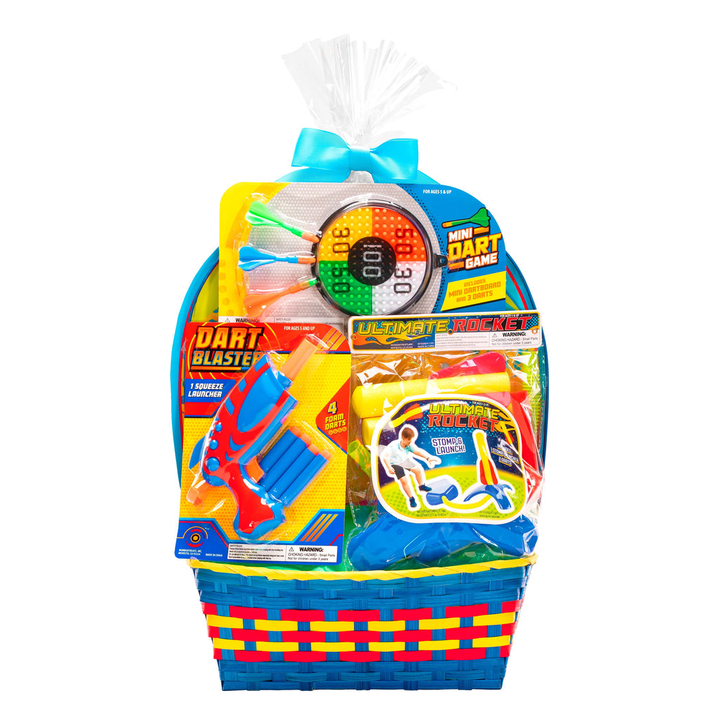 Prefilled Blue Rocket Dart Easter Basket Gift Set, by Wondertreats