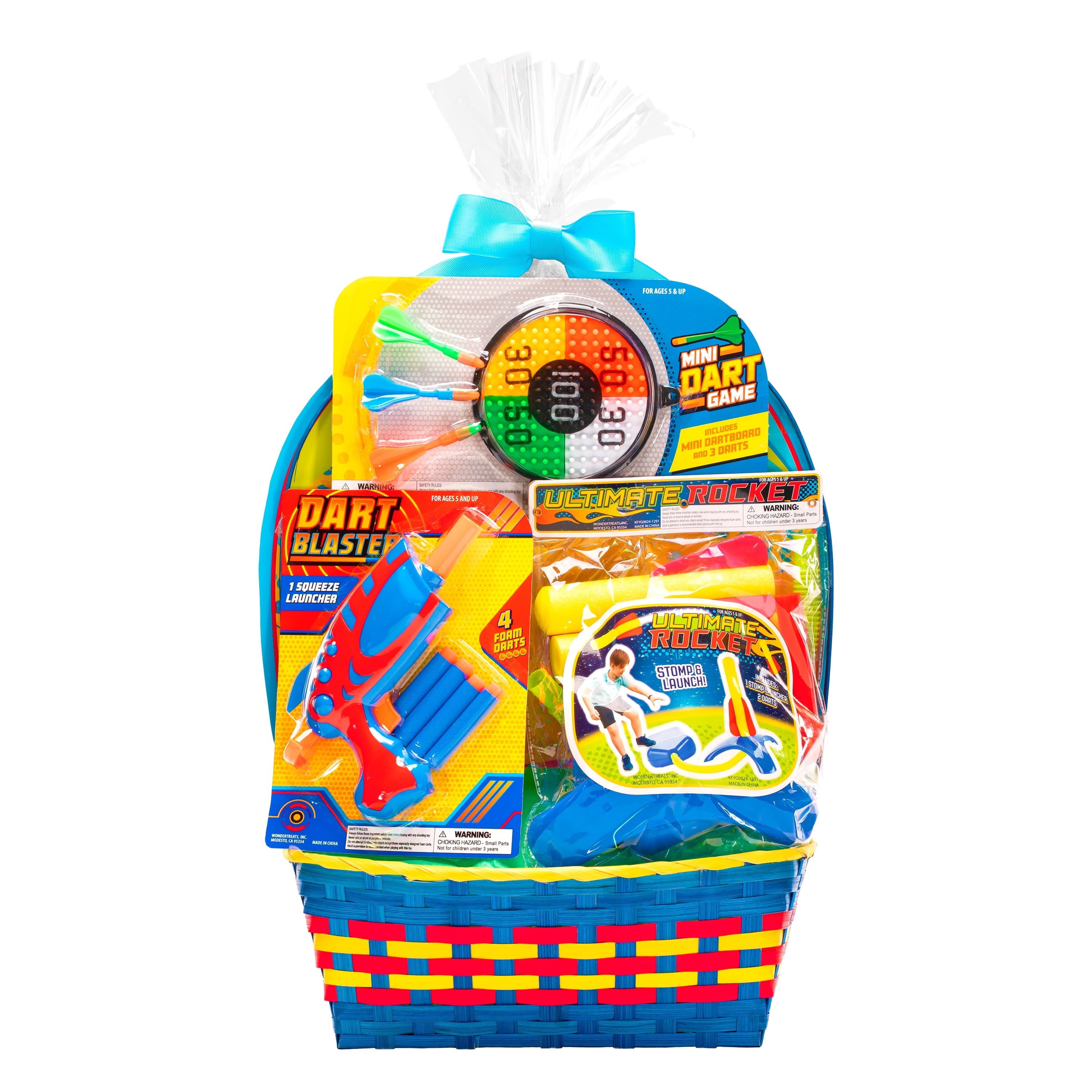 Prefilled Blue Rocket Dart Easter Basket Gift Set, by Wondertreats