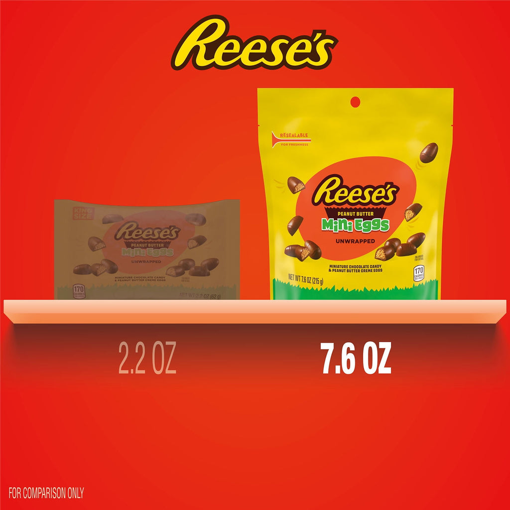 REESE'S Unwrapped Chocolate Peanut Butter Creme Mini Eggs, Easter Candy Bag, 7.6 oz