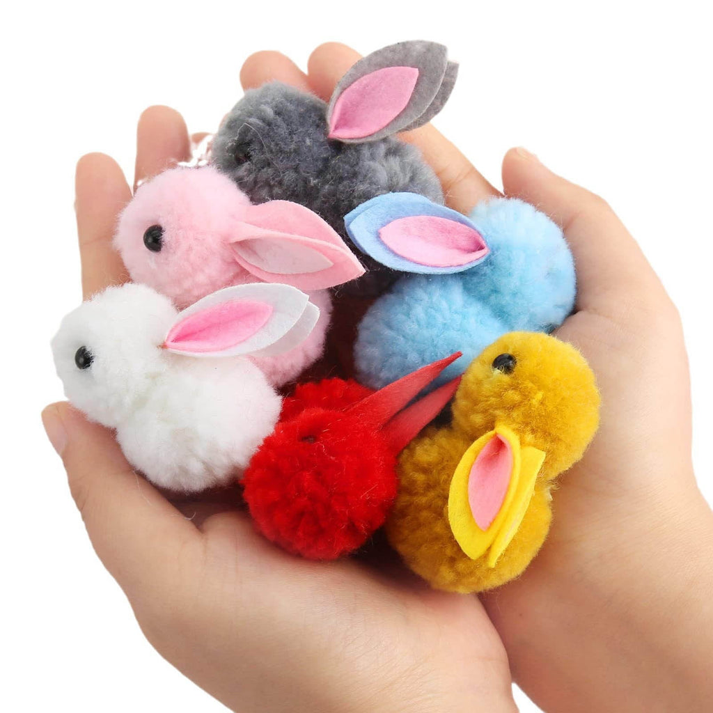 LAMDAWE 24 Pack Easter Egg Fillers PlushBunny Toys Easter BasketStuffers Mini ColorfulBunny Easter EggHunting ClassroomPrize Supplies BasketStuffers Easter PartyFavors