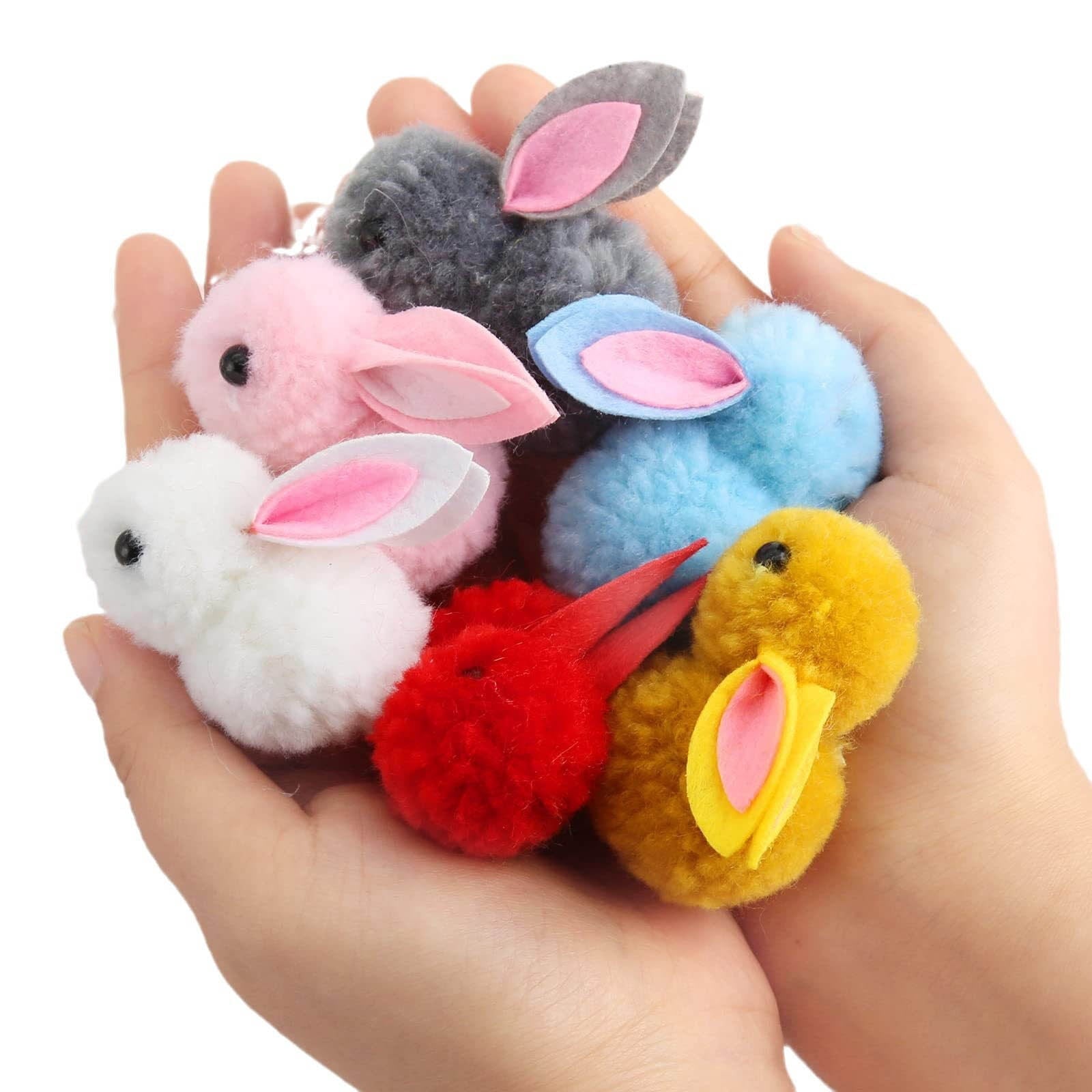 LAMDAWE 24 Pack Easter Egg Fillers PlushBunny Toys Easter BasketStuffers Mini ColorfulBunny Easter EggHunting ClassroomPrize Supplies BasketStuffers Easter PartyFavors