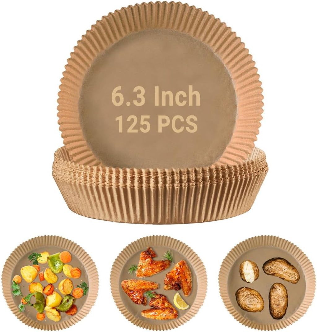 GUSTO 6.3" Air Fryer Liners Disposable Parchment Paper Rounds, 125-Pack