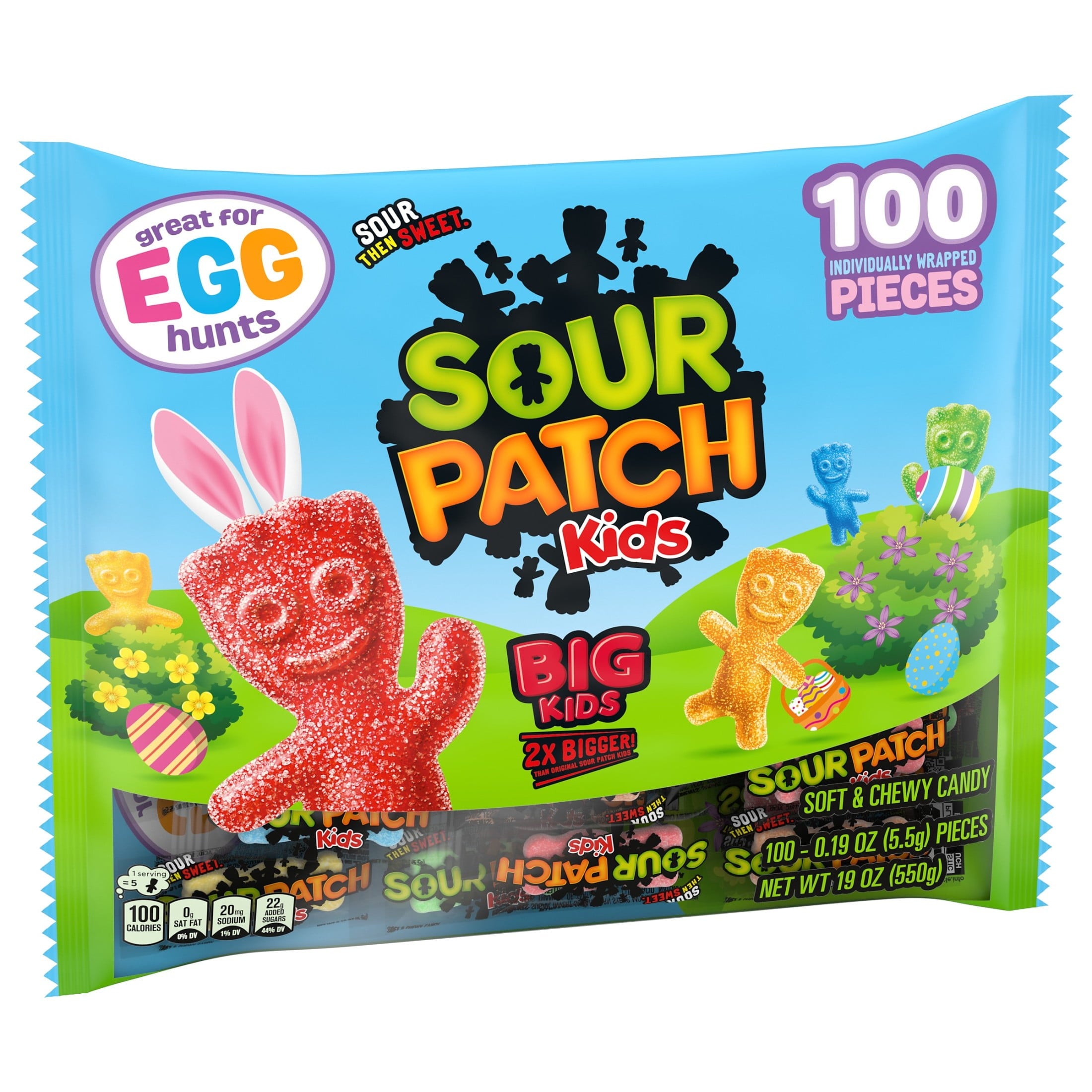 SOUR PATCH KIDS Big Kids Individually Wrapped Soft & Chewy Candy, Easter Candy, 100 Pieces