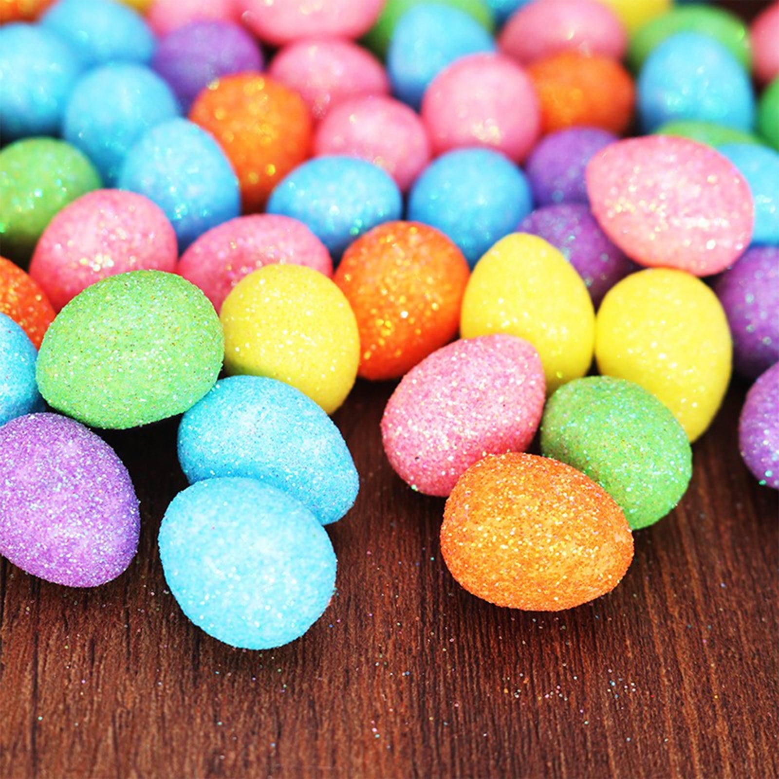 Moocorvic 80Pcs Glitter Easter Eggs Decoration, Easter Basket Stuffers Colorful Egg for Party Hunting Game