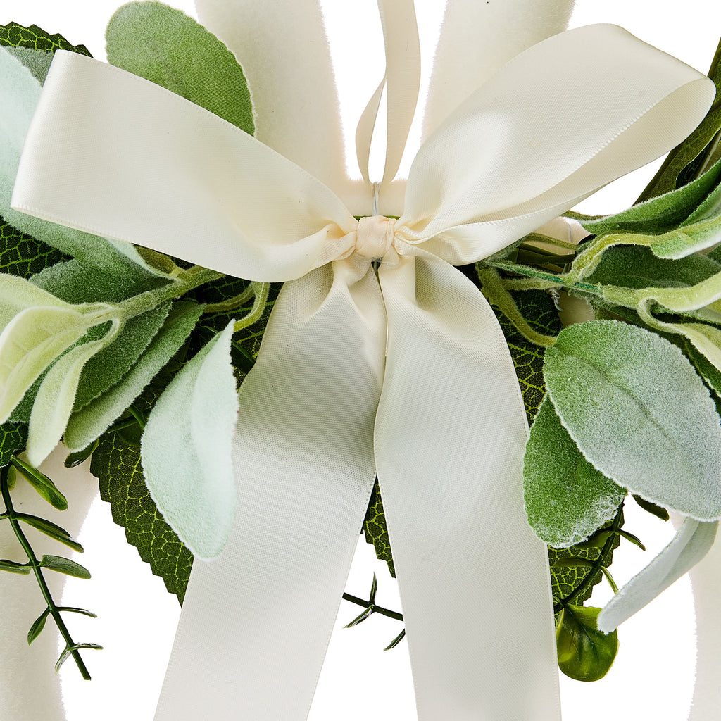 Flocked Bunny Head Wreath, White, 14", Easter by Way To Celebrate