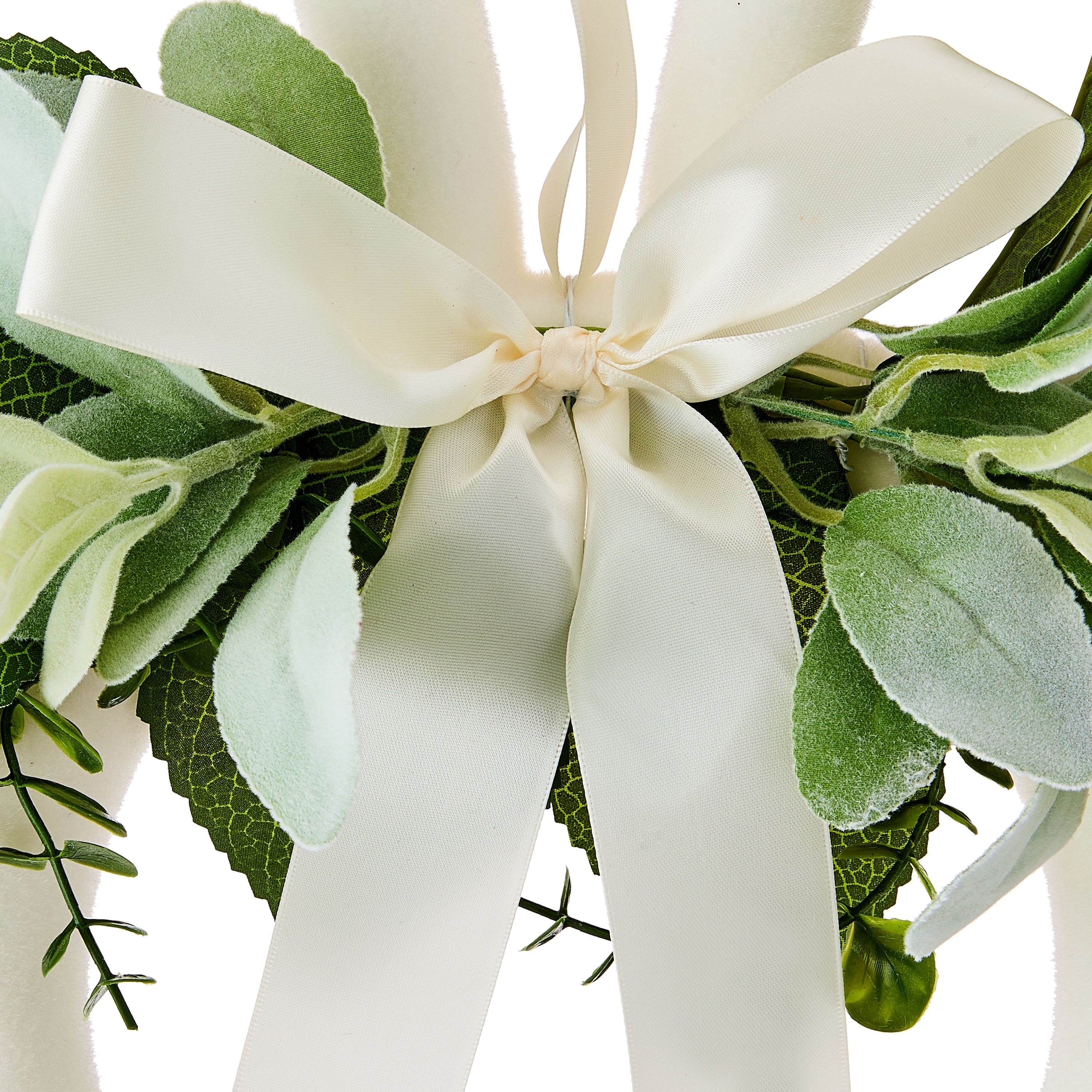 Flocked Bunny Head Wreath, White, 14", Easter by Way To Celebrate