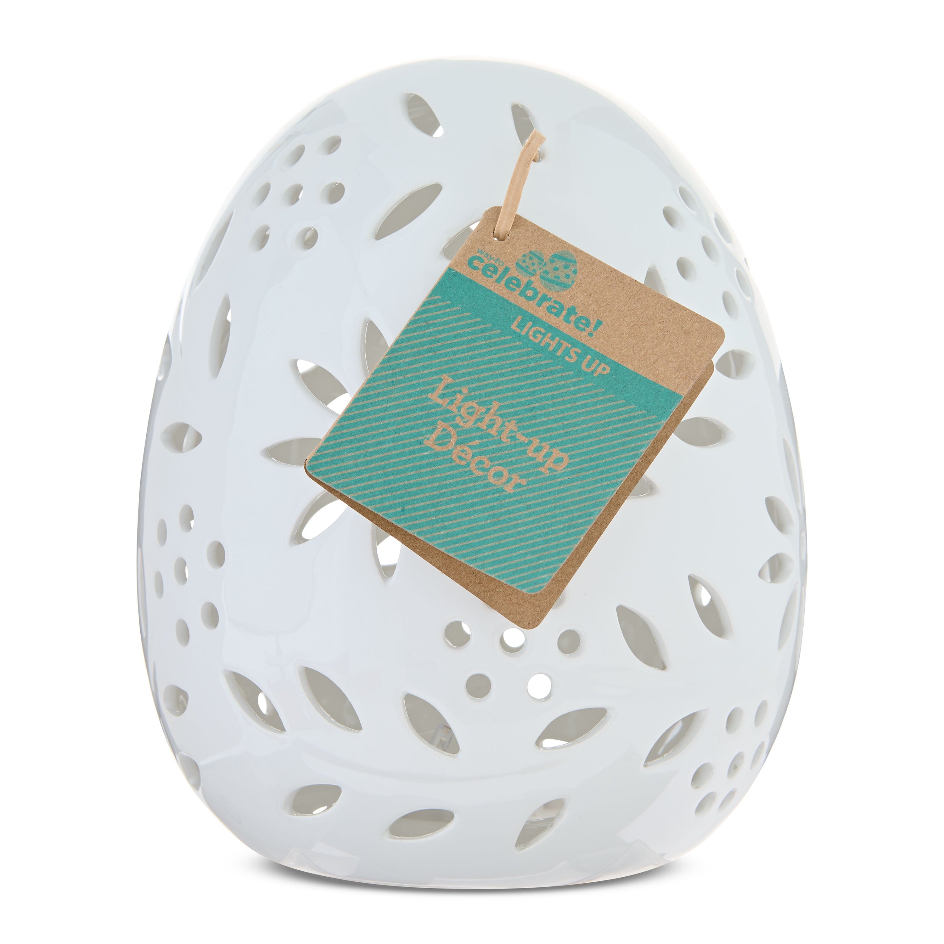 Large Light-Up Ceramic Egg Decoration, White, Easter by Way To Celebrate