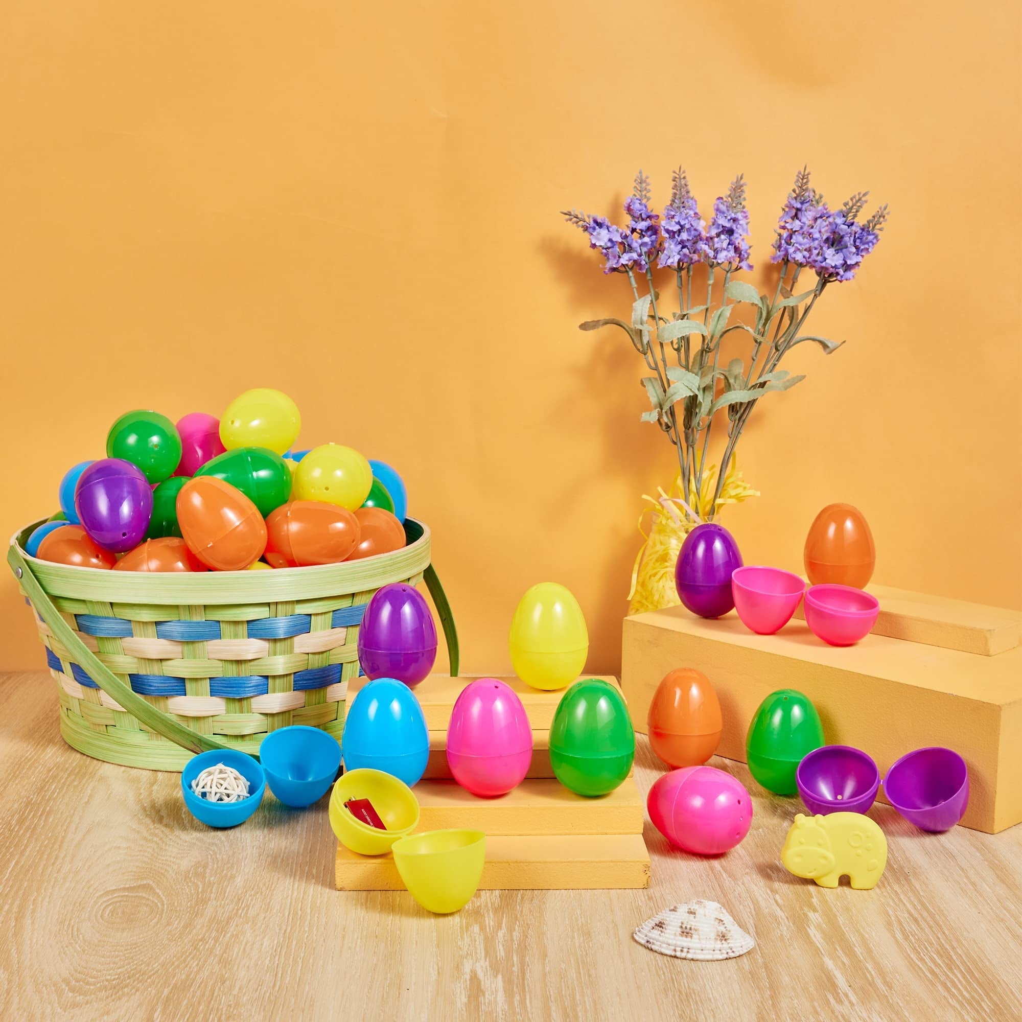 Joyfy 500 Pcs 2.3" Easter Eggs Plastic, Traditional Colorful Empty Easter Eggs Bulk, Egg Shells for Easter Hunt, Decoration, Filling Treats, Party Favor, Basket Stuffers, Classroom Prize Supplies