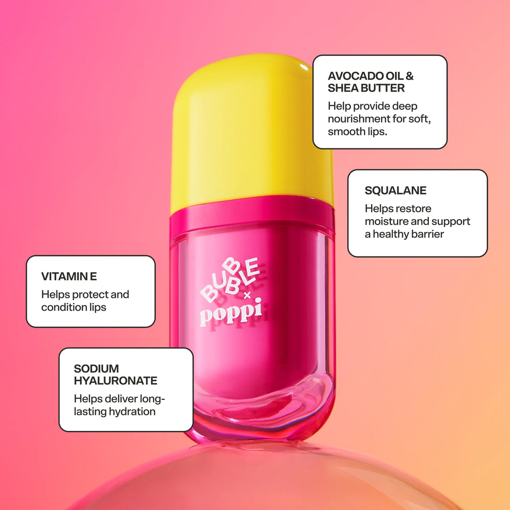BUBBLE x poppi Talk Back Strawberry Lemon Lip Serum, 4.5ML