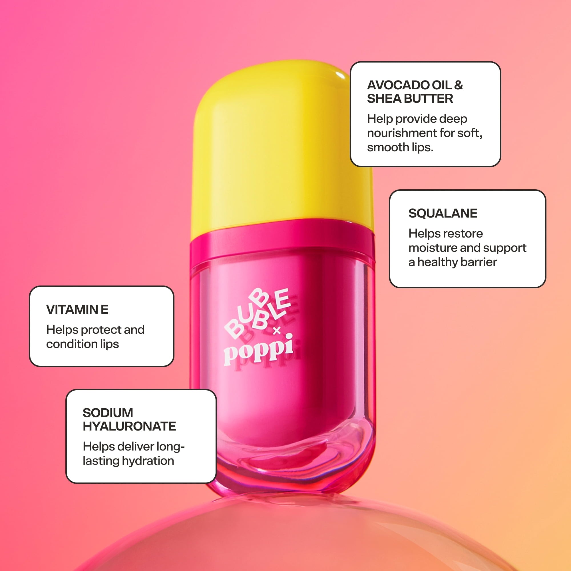BUBBLE x poppi Talk Back Strawberry Lemon Lip Serum, 4.5ML