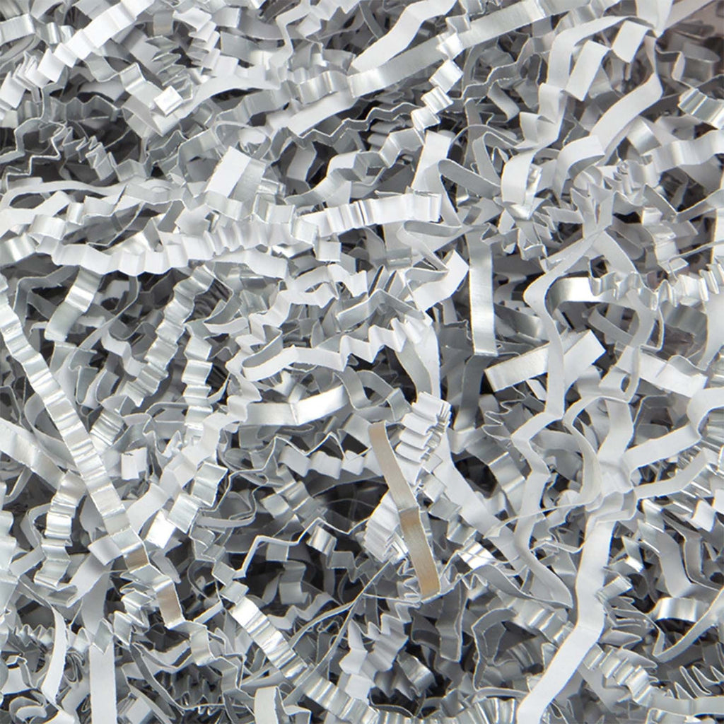 Silver Crinkle Cut Paper Shred Filler,Shredded Paper for Gift Box, Easter Grass Tissue Paper for Gift Wrapping & Basket Filling（0.22lbs）