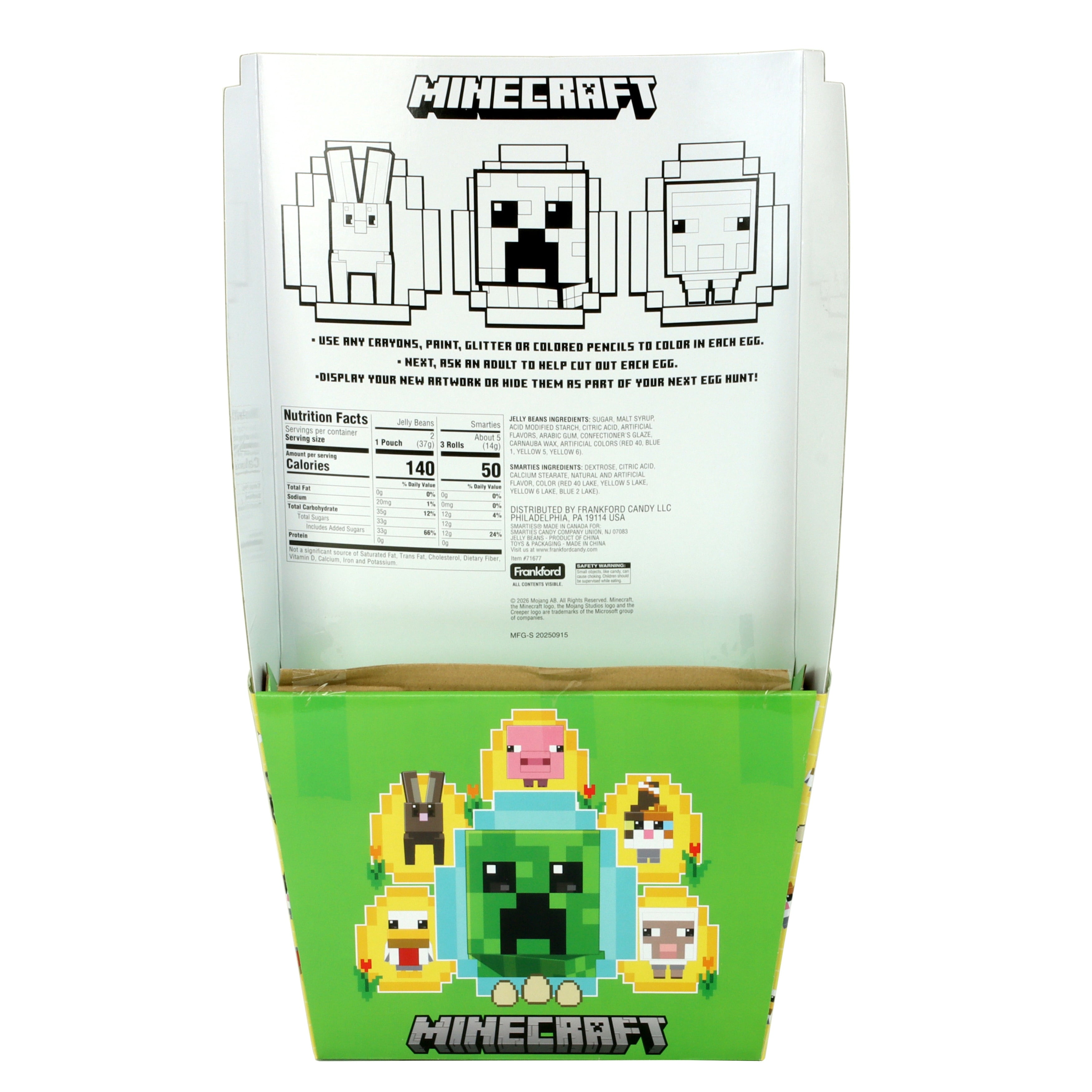 Minecraft Easter Basket with Chalk, Jelly Beans and Smarties Candy, 5.14 oz