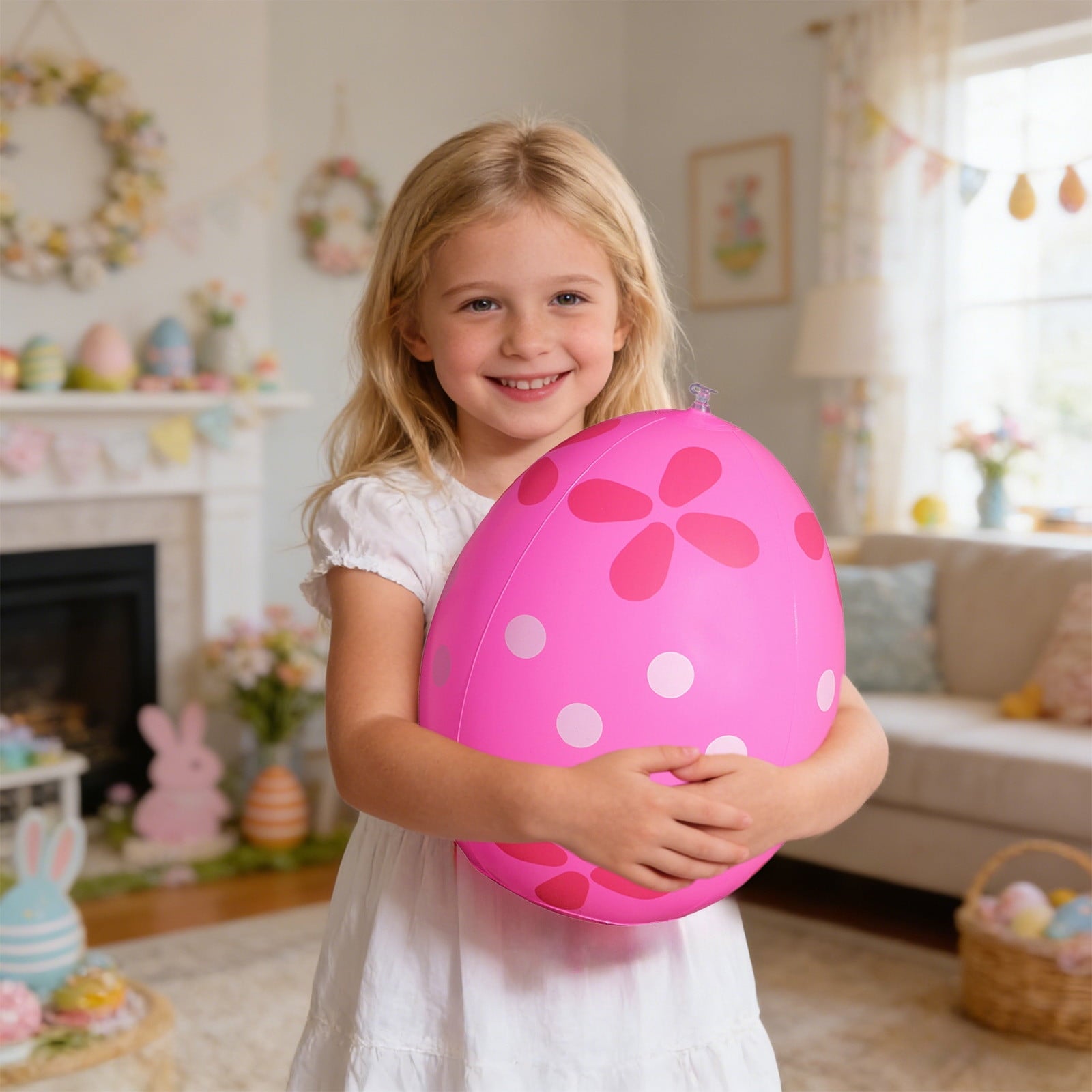 AuroraX Inflatable Easter Egg 14 Inch Durable Pvc Blow-Up Colorful Egg for Yard Lawn Garden Waterproof Outdoor Holiday Decor for Party and Pool