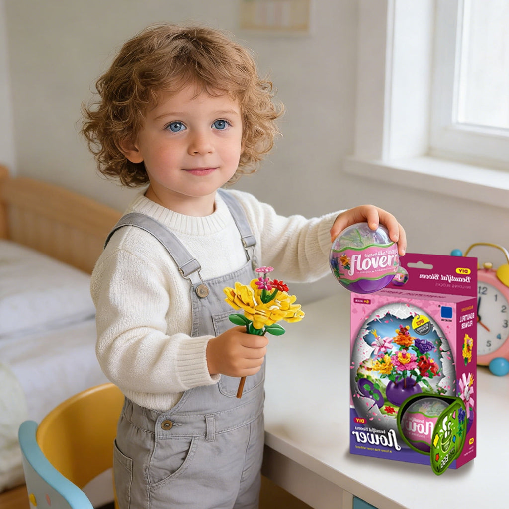 6 Pack Easter Flower Building Blocks Eggs DIY Toys for Party Favors, Easter Egg Hunt, Classroom Events, Easter Basket Stuffers