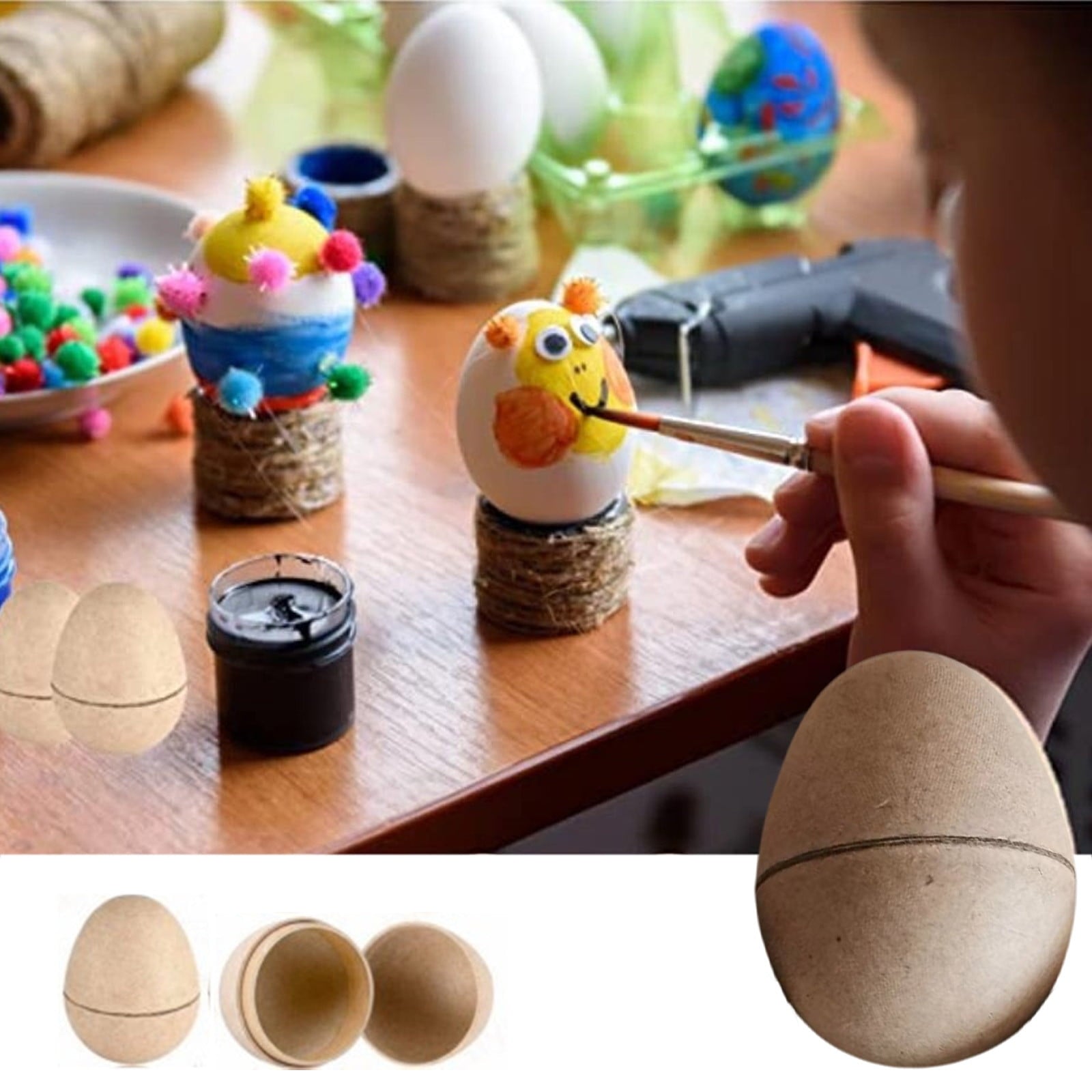 Apmemiss Clearance 10 Pack Easter Eggs DIY Paper Mache Empty Eggs Easter Decor Eggs Craft for Kids Adults Easter Party Supplies Egg Hunt Bucket Stuffers