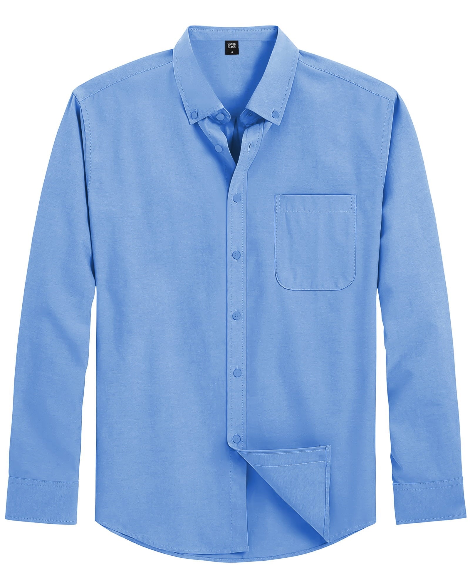 GENTS BLISS Long Sleeve Mens Dress Shirts Casual Solid Shirts for Men Regular Oxford Tops with Pocket