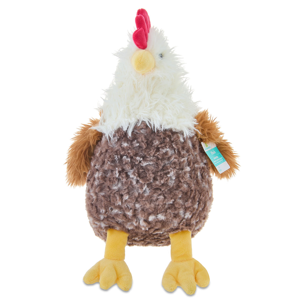Large Shaggy Rooster Plush, Brown/White/Red, 17", Easter by Way To Celebrate