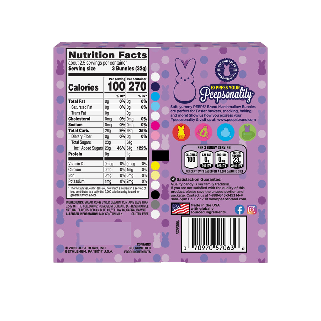 PEEPS, Lavender Marshmallow Bunnies Easter Candy, 8 Count (3.0 Ounce)
