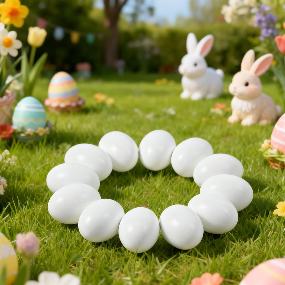 Joyfy 18 Pcs Easter Egg,White Wooden Eggs, Life Size Plain Decorating Eggs for Kids Easter DIY Paint Your Own Egg Decor,Easter Craft,Easter Eggs Hunt,Easter Basket Stuffers,School Activities Supplies