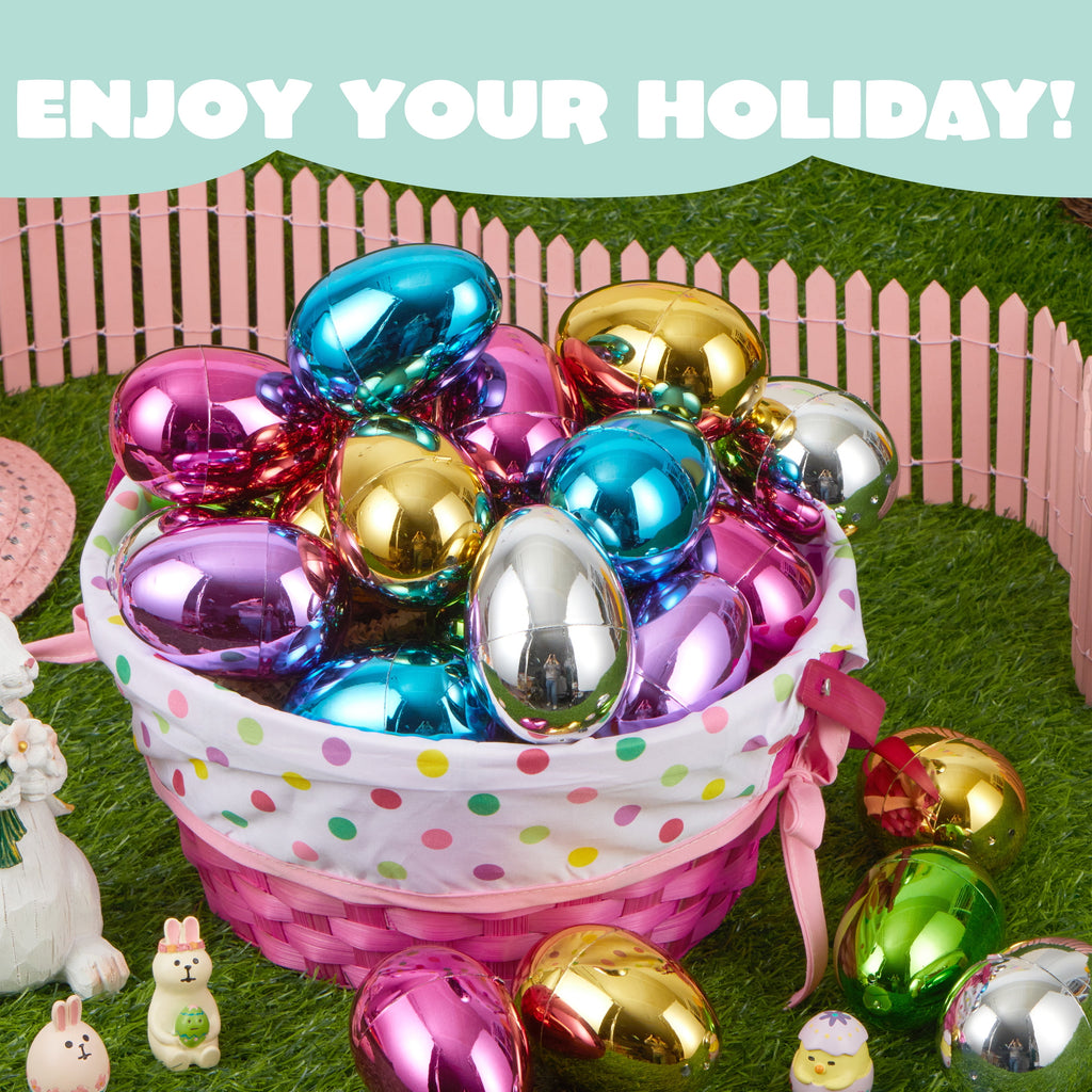 Joyfy 48 Pcs Metallic Easter Eggs, 3.15" Shinny Empty Plastic Easter Eggs Fillable, 6 Colors Bulks for Easter Hunt, Filling Treats, Easter Basket Stuffers, Classroom Prize Supplies