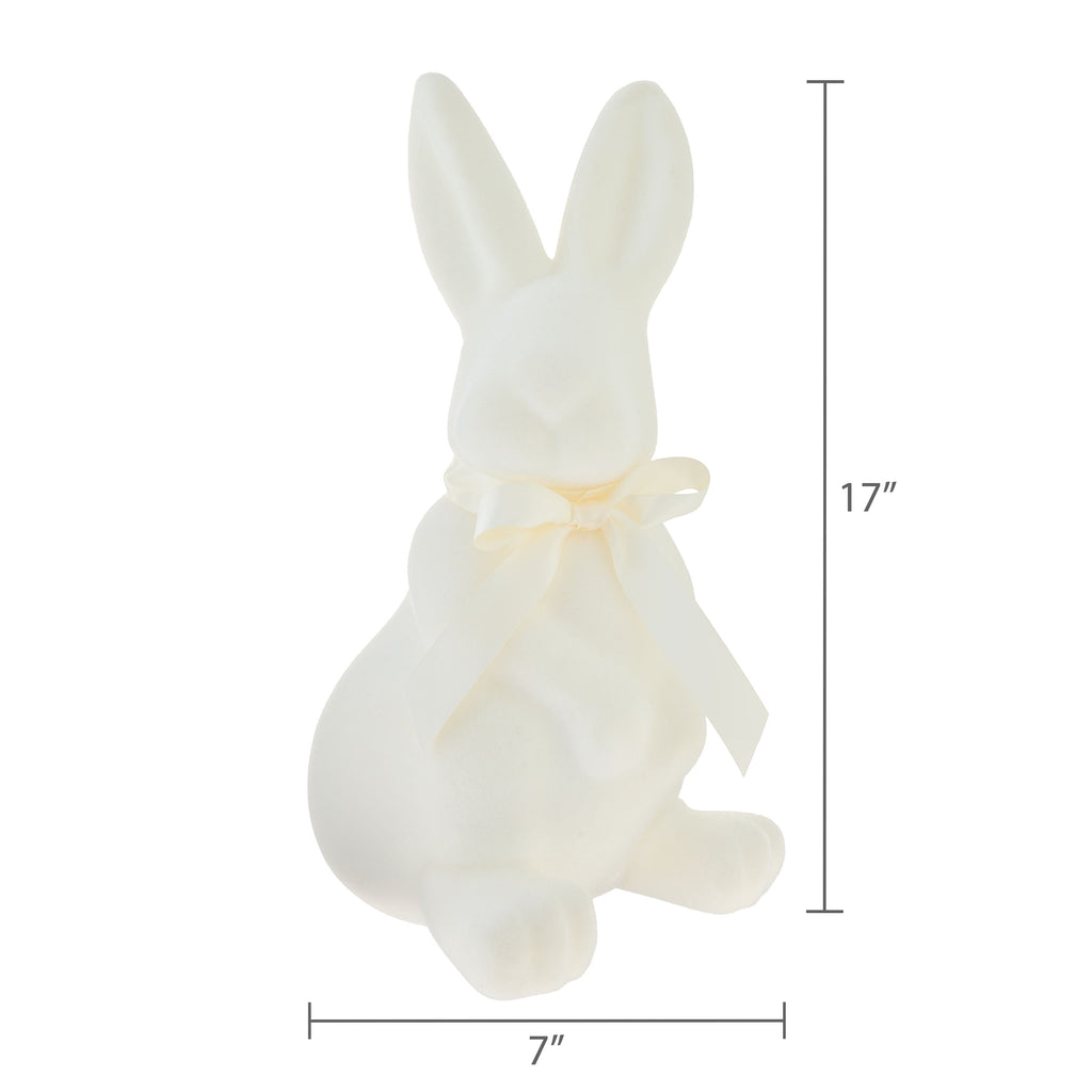 Flocked Sitting Bunny Tabletop Decoration, Cream, 17", Easter by Way To Celebrate