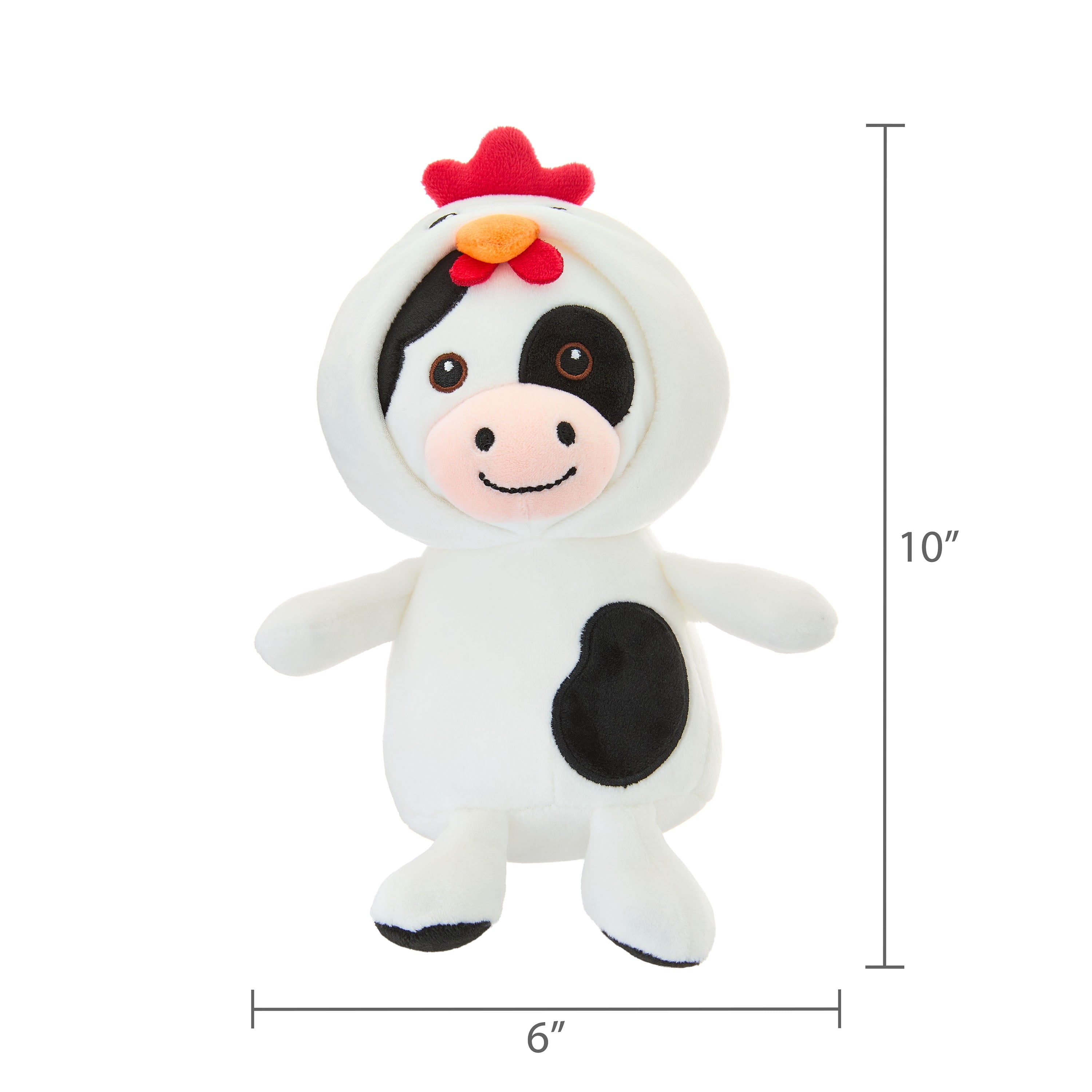 Small Cow with Chicken Costume Plush, Black and White, 10", Easter by Way To Celebrate