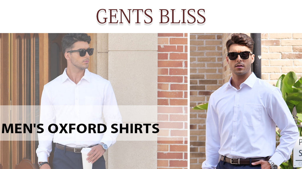 GENTS BLISS Long Sleeve Mens Dress Shirts Casual Solid Shirts for Men Regular Oxford Tops with Pocket