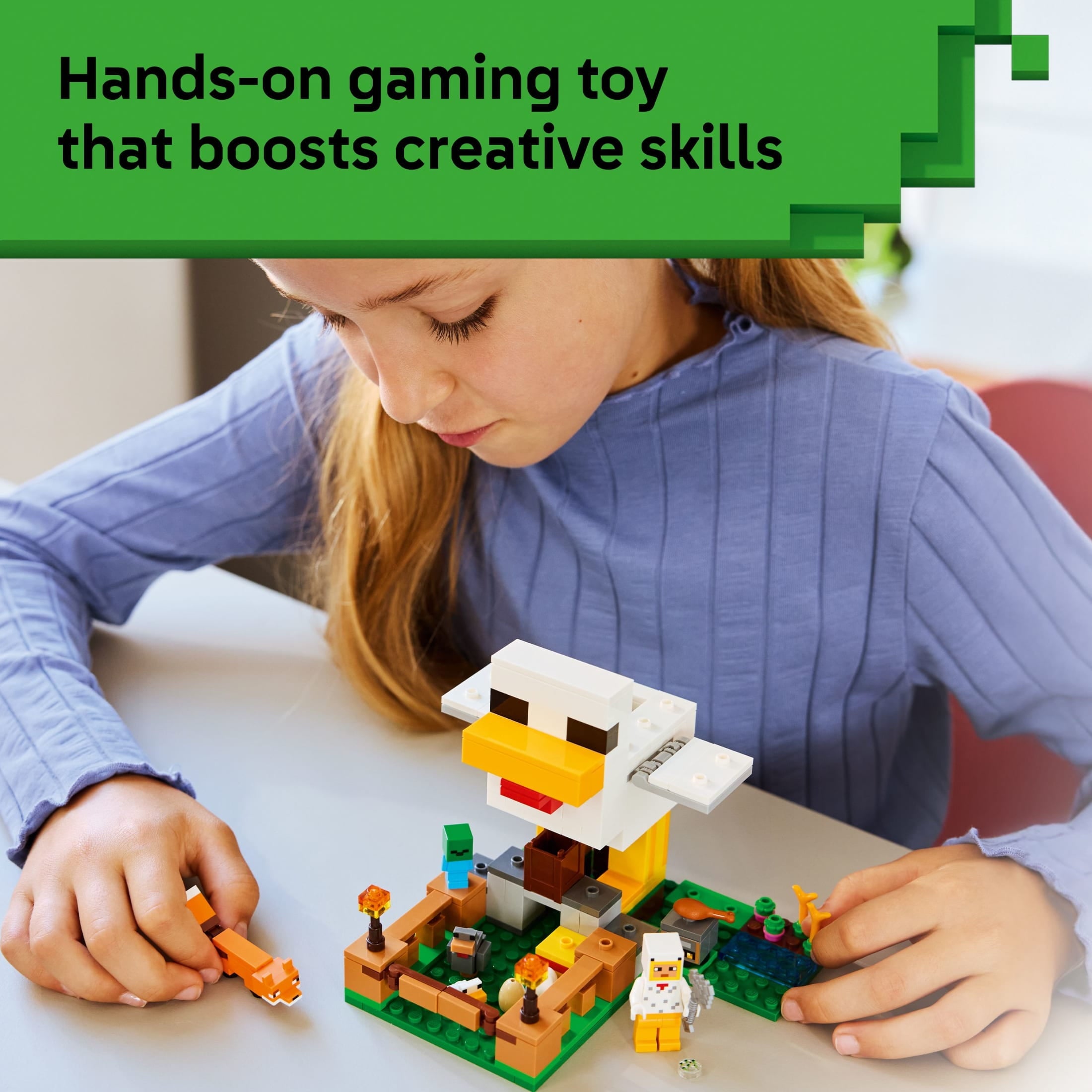 LEGO Minecraft Chicken Farm - Building Toy for Boys & Girls, Ages 7+ - Easter Basket Stuffer for Kids - Video Game Playset for Fans - W/ Chicken Fan Minifigure - 21585