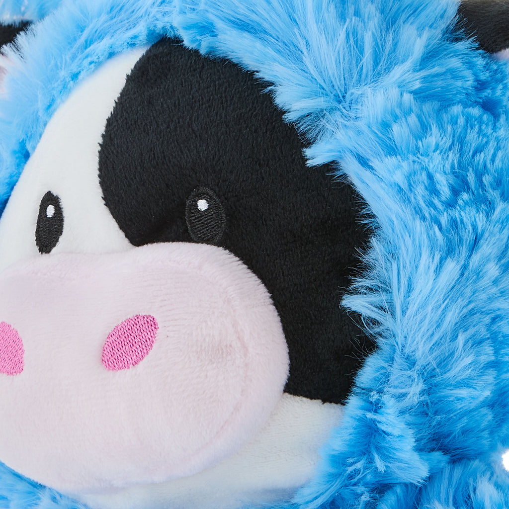 Medium Cow Plush in Bunny Hoodie, Black/White/Blue, 15", Easter by Way To Celebrate