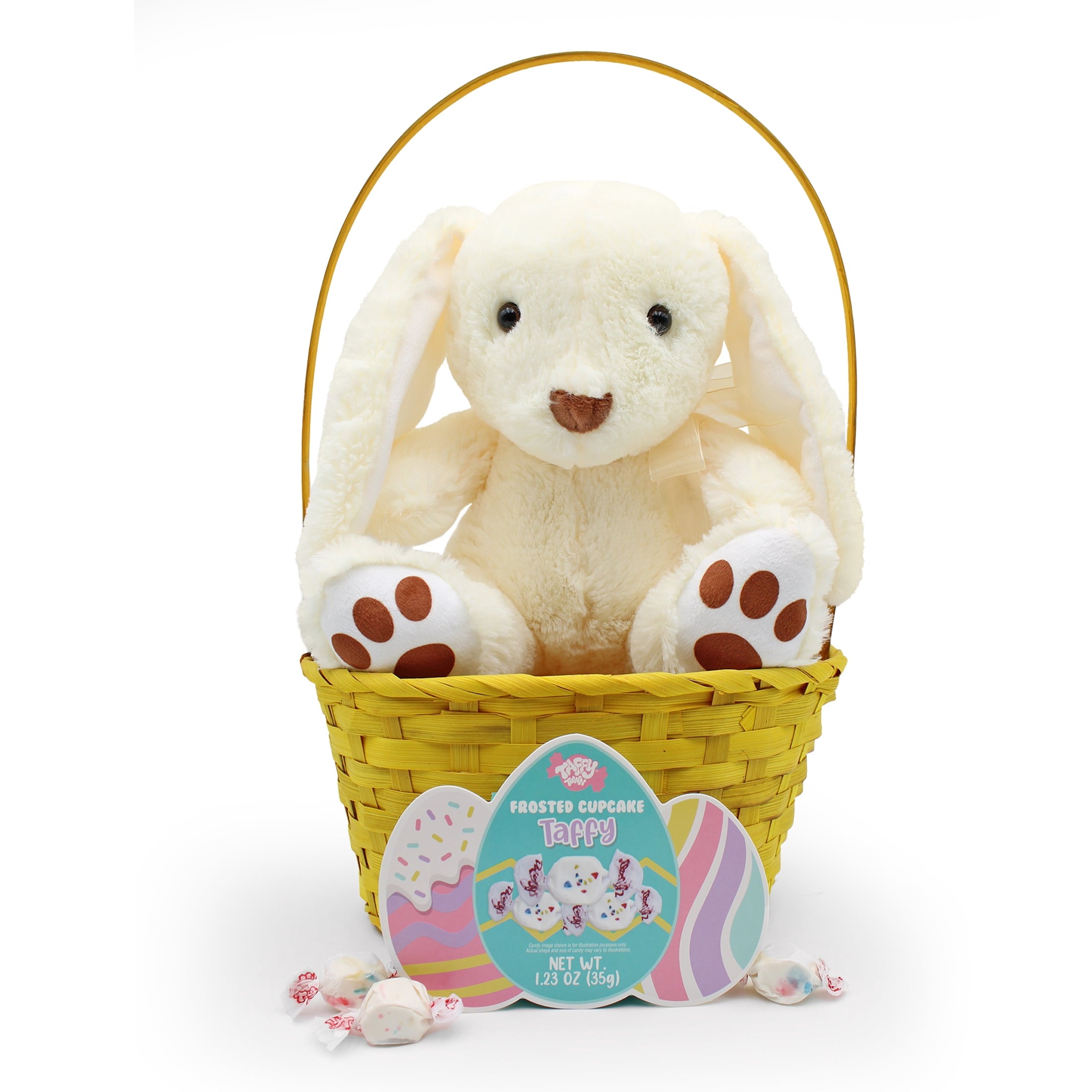 Tan Floppy Ear Bunny Plush Prefilled Easter Basket, by Megatoys