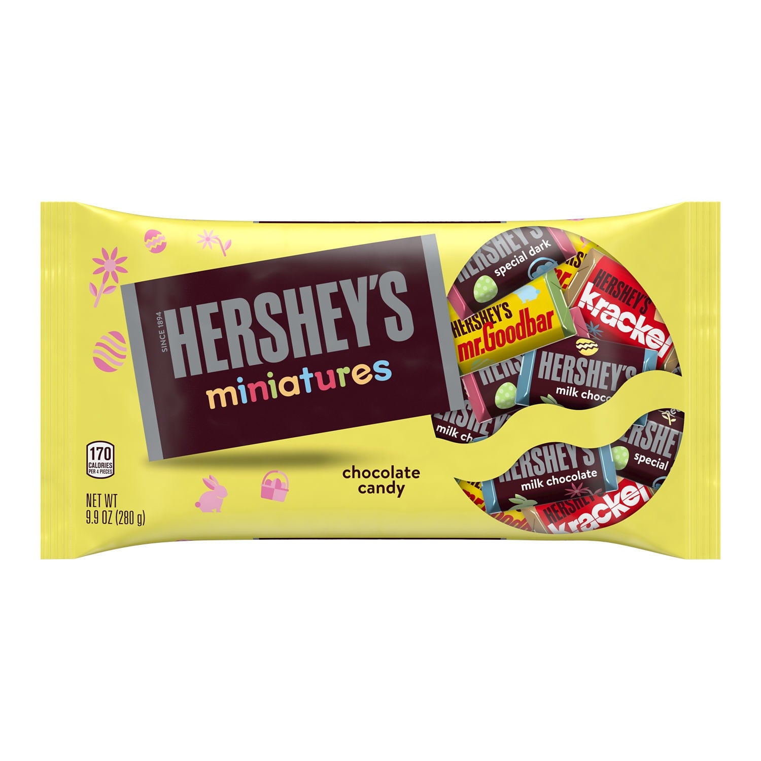 Hershey's Miniatures Assorted Chocolate, Easter Candy Individually Wrapped, Bag, 9.9 oz