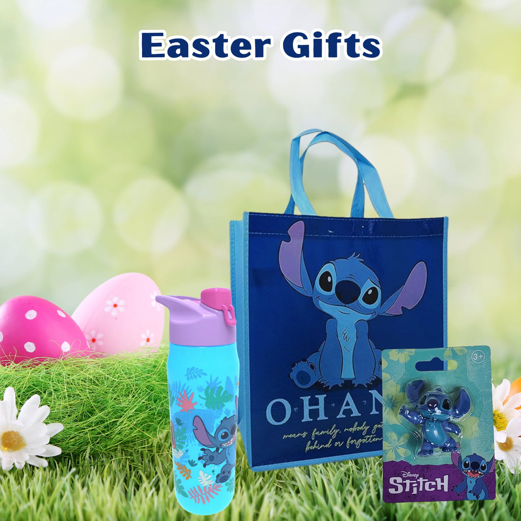 Lilo and Stitch Cute Bundle Pack- Plastic Water Bottle Tumbler, Tote Bag, Collectible Mini Toy Figure- Birthday Easter Christmas Halloween Gift Kids Party w/ Bonus Snoep in Beperkte Oplage