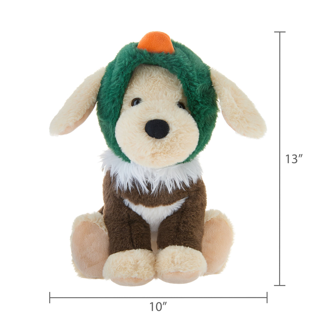 Medium Dog Plush in Duck Costume, Brown and Green, 13", Easter by Way To Celebrate