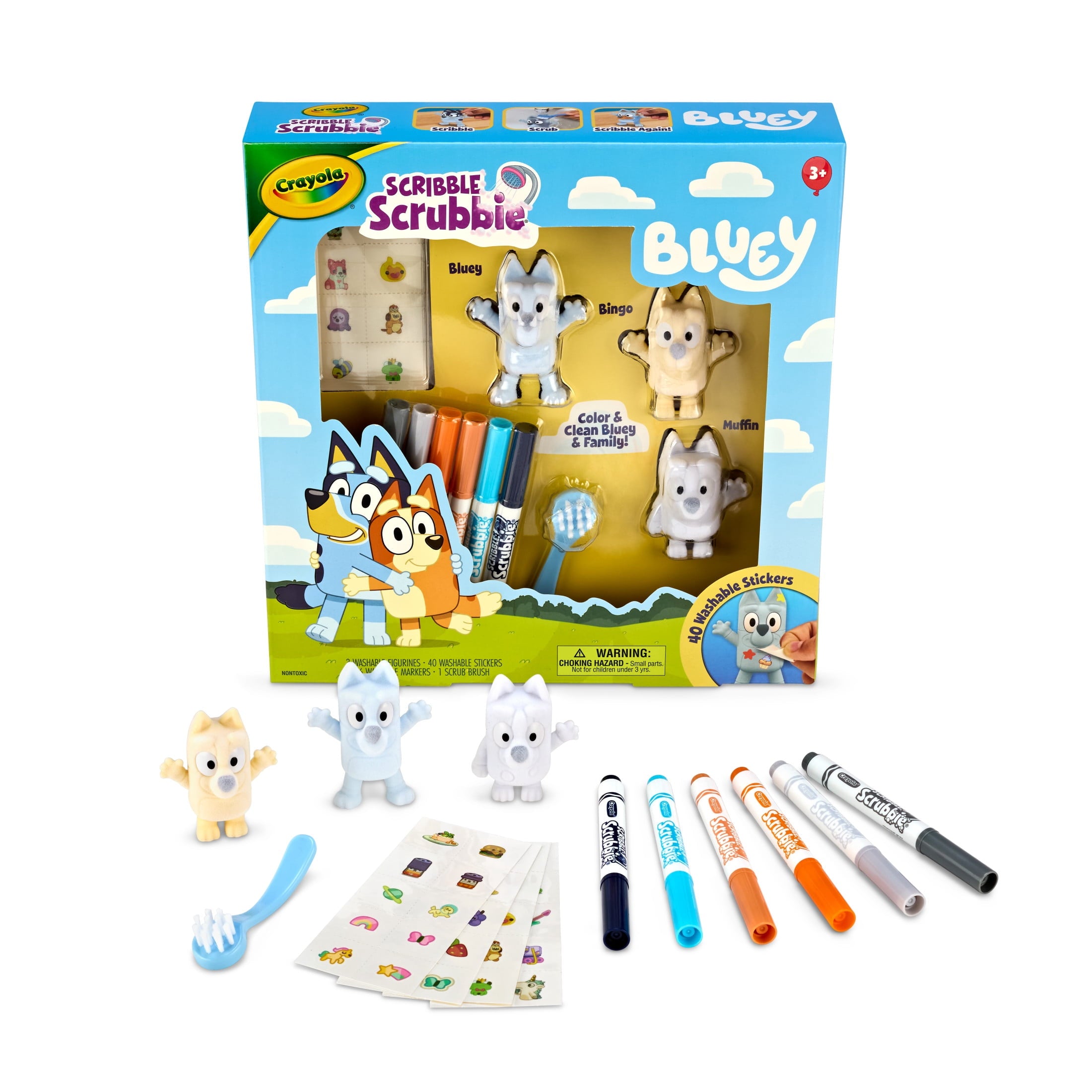 Crayola Bluey Scribble Scrubbie Pets Playset, 3 Count, Easter Basket Essentials, Bluey Toy, Arts and Crafts, Easter Gift for Toddlers, Ages 3+