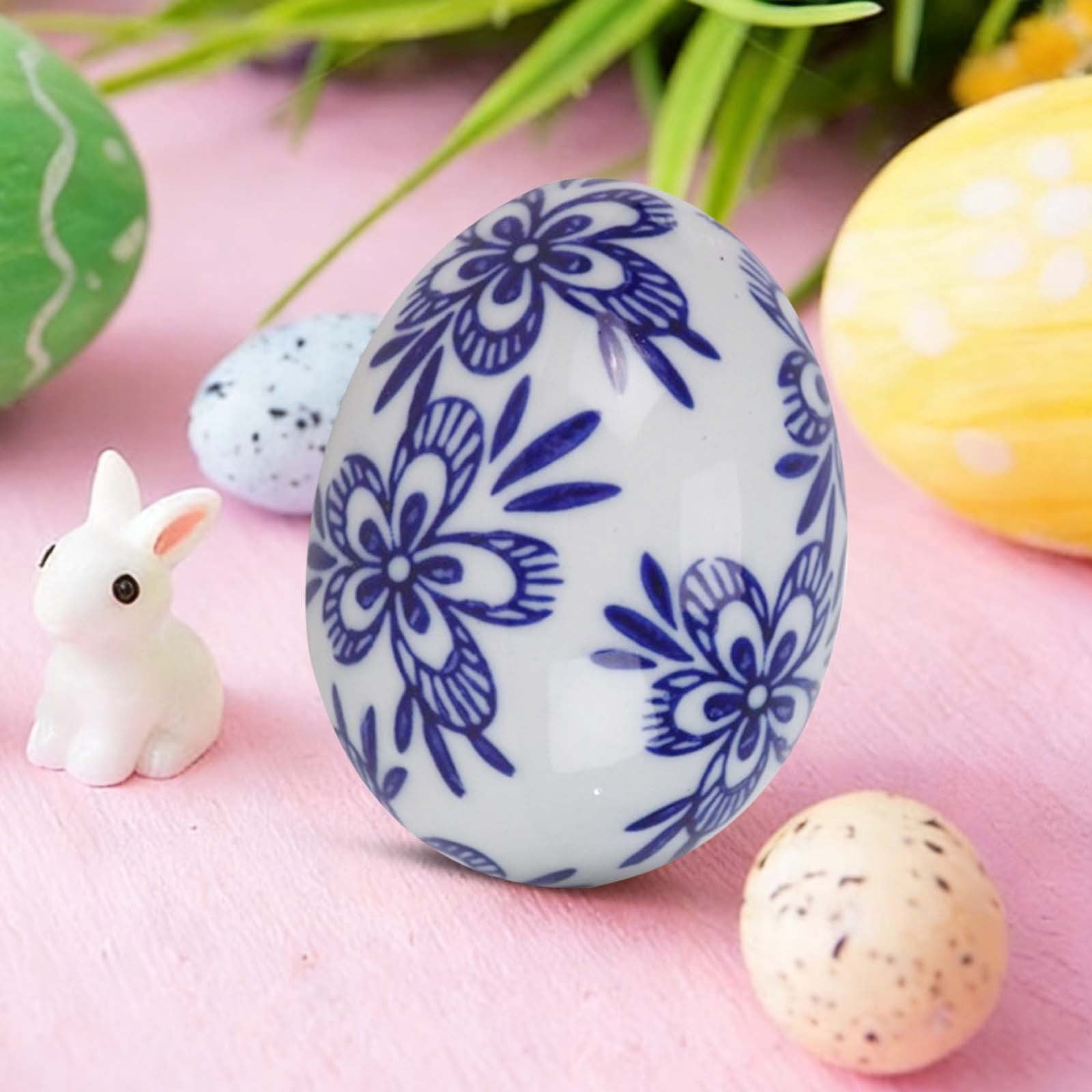 Msgweeeg Easter Eggs Empty Easter Gifts Handcrafted Blue and White Easter Eggs Ornaments Holiday Decorations Accents for Home Or Office Ideal Gifts for Christmas