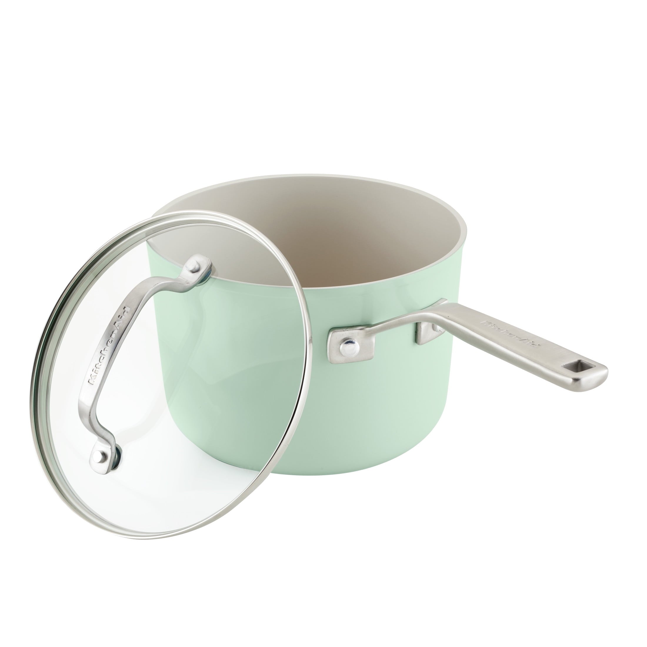 KitchenAid Hard Anodized 10 Pcs Ceramic Nonstick Cookware Pots and Pans Set, Oven Safe to 500°F, Pistachio