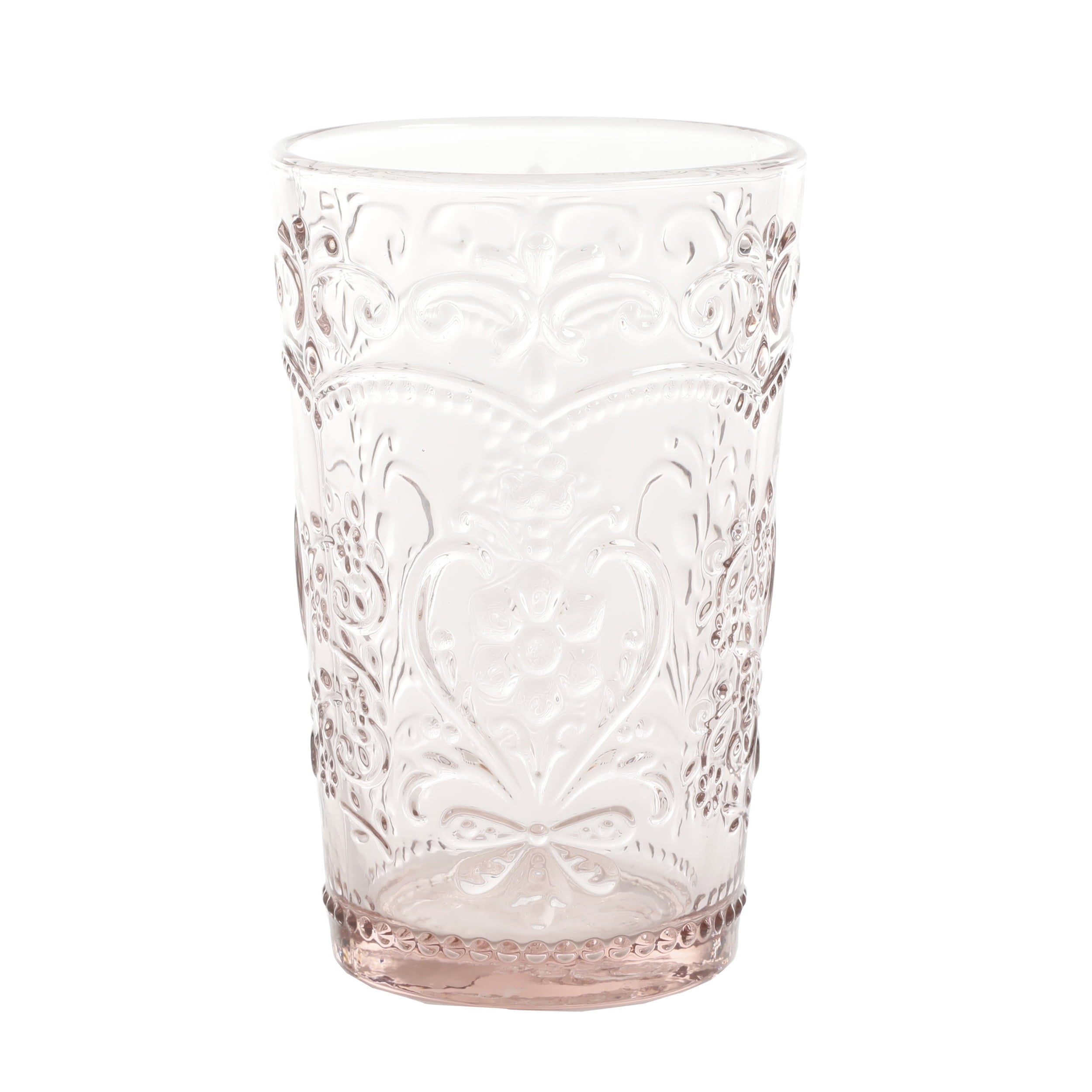 The Pioneer Woman Amelia Pink 15.22-Ounce Glass Tumblers, Set of 4