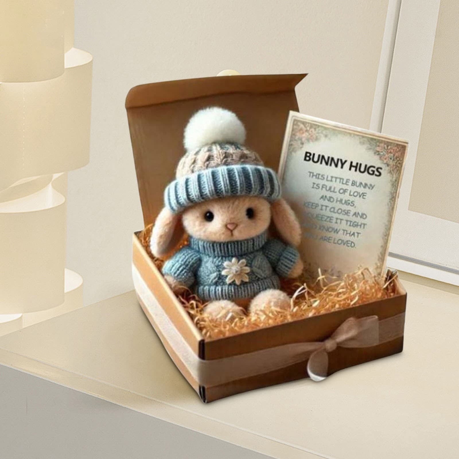 2026 New Huggable Rabbit Easter Gift Set Handmade Soft Plush Rabbit Mini Huggable Rabbit Gift Box Easter Basket Stuffing Rabbit Unisex Birthday Gift