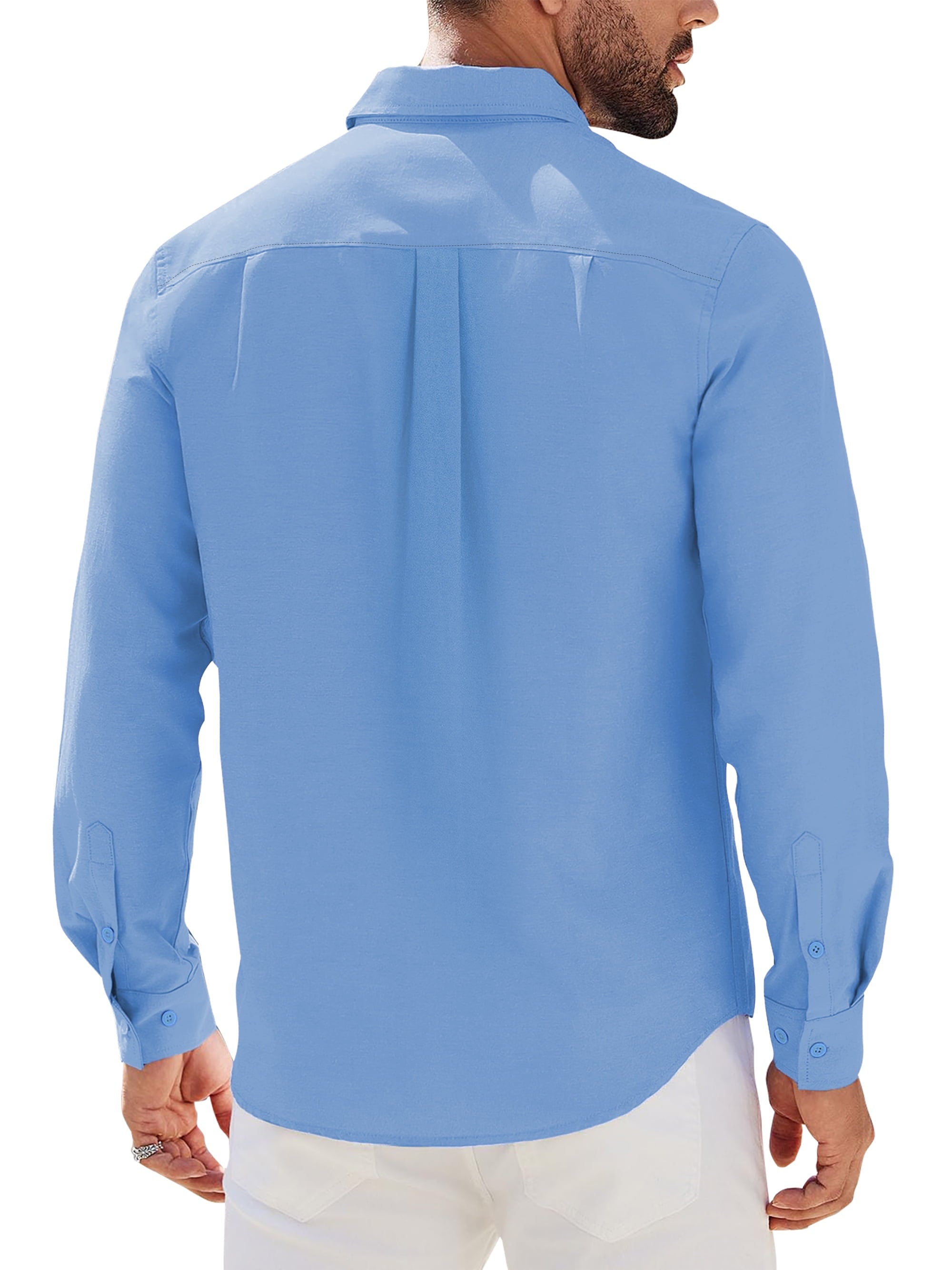 GENTS BLISS Long Sleeve Mens Dress Shirts Casual Solid Shirts for Men Regular Oxford Tops with Pocket