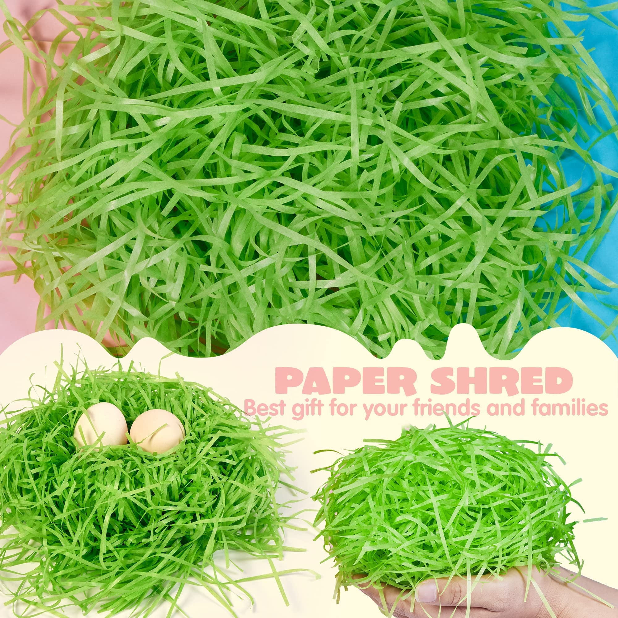 Joyfy 12oz Easter Basket Grass, 6 colors Crinkle Cut Tissue Paper, Recyclable Craft Shred Confetti Raffia Paper for Easter Basket Filler Stuffers for Easter Egg Hunt Party Favor Gift Decor