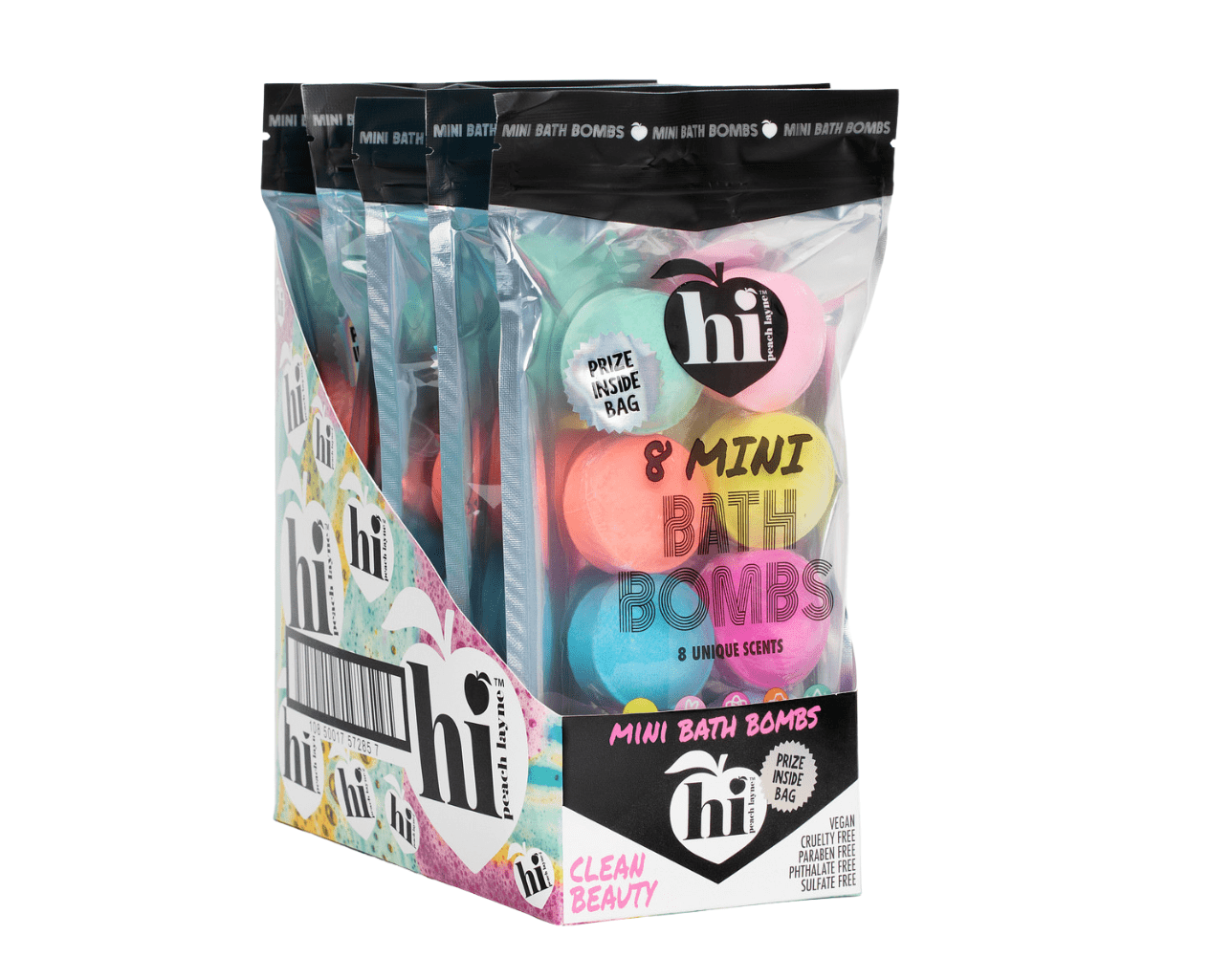 Hi Peach Layne Mini Bath Bomb Bag, 8 Assorted Scents with Surprise Prize, 1.06 oz Each